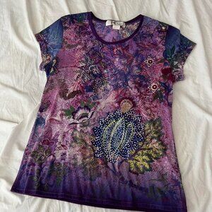 all over print bedazzled y2k top